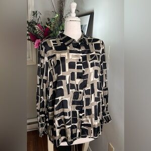 Kaffe Katanya Abstract Graphic Blouse Size 42 (US XL) | Earthy Geo Print